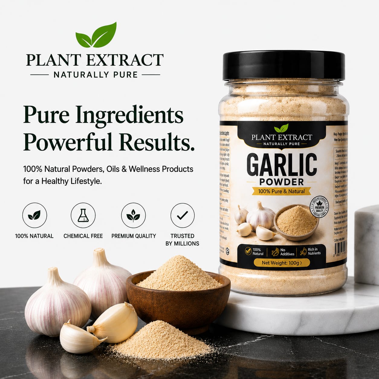 Plant Extract Garlic Powder — 100% Pure & Natural | 100g