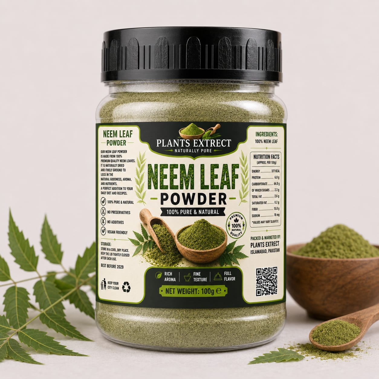 Premium Neem Leaf Powder – 100% Pure & Natural |Plants Extrect | 100g