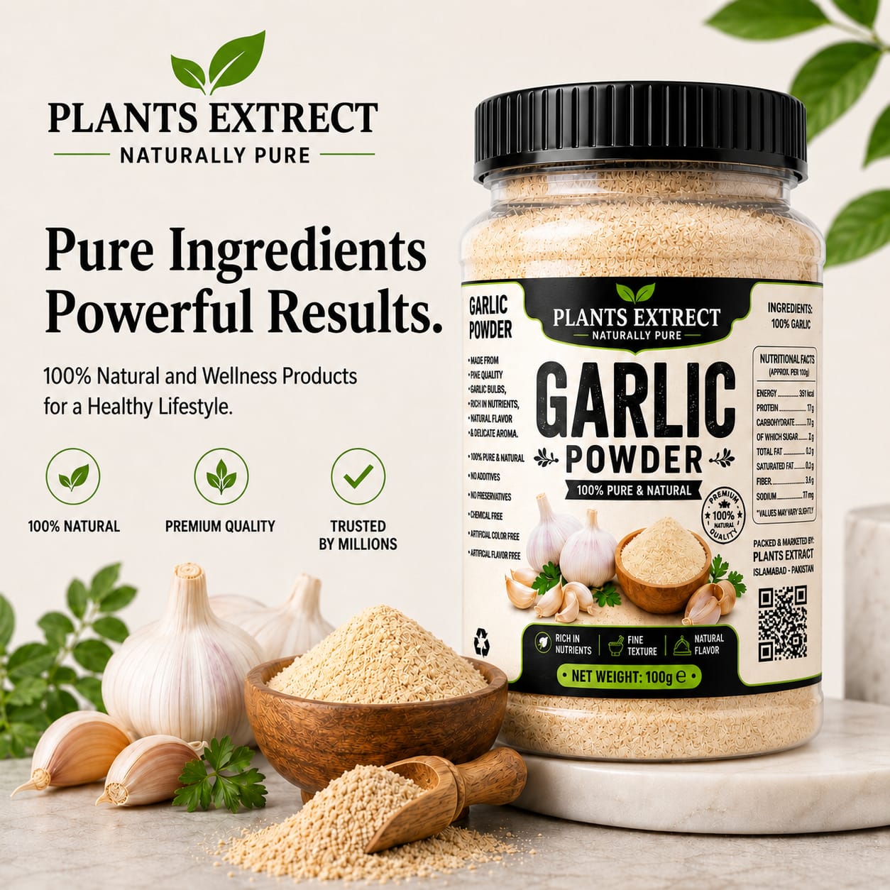 Plants Extrect Garlic Powder | 100% Pure & Natural
