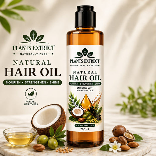 Plants Extrect Natural Hair Oil – Enriched with 10 Natural Oils | Nourishes, Strengthens & Adds Shine | For All Hair Types | 200ml