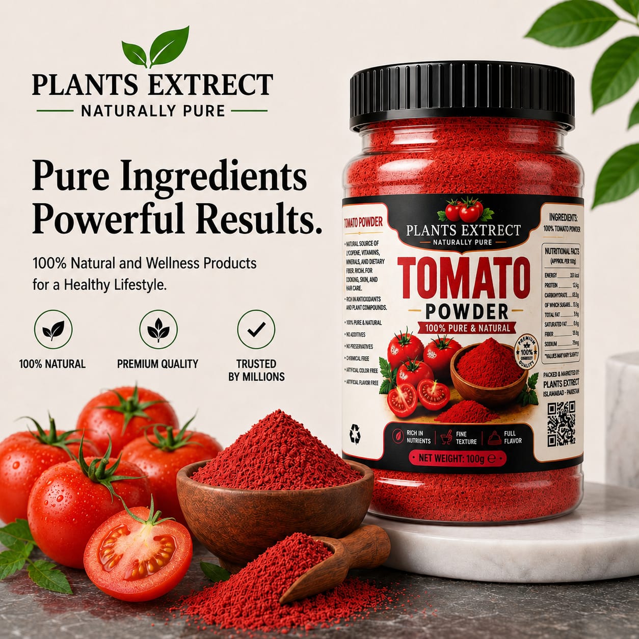 100% Pure Tomato Powder | Natural Tomato Extract | Premium Quality | Plants Extrect