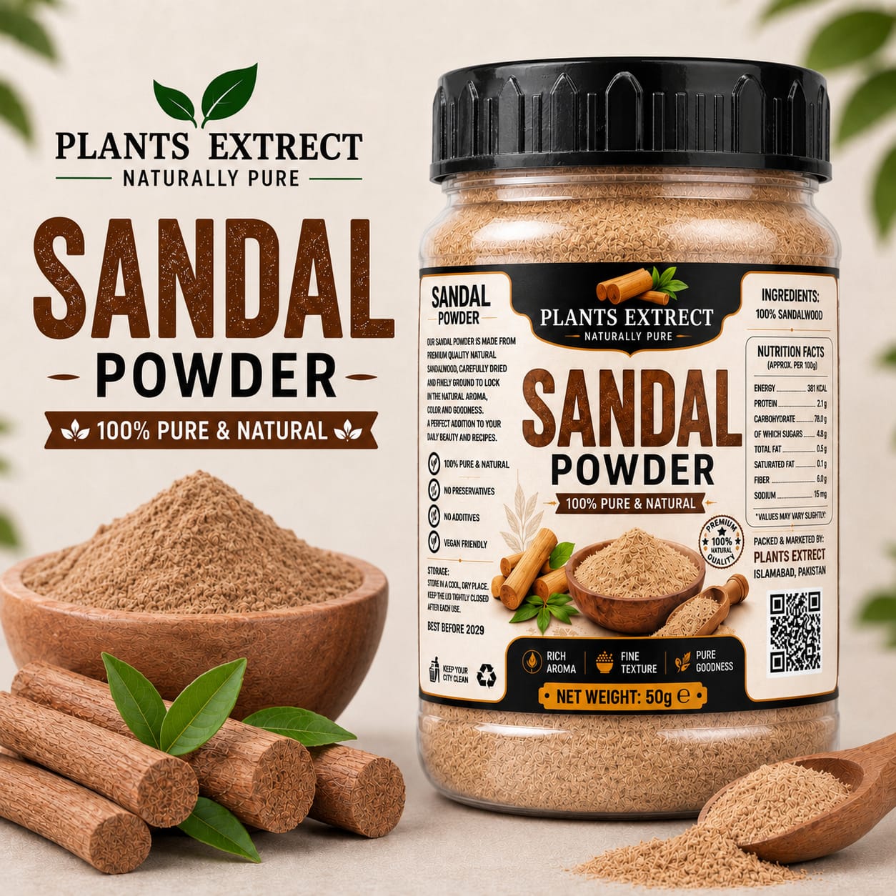 Sandalwood Powder (Sandal) – 100% Pure & Natural Premium Sandalwood Powder