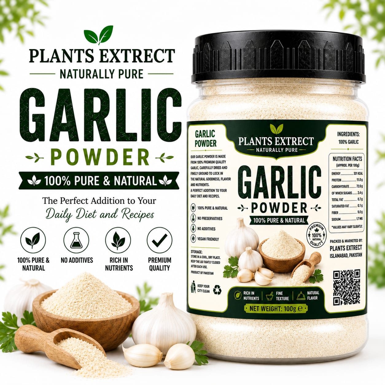 Premium Garlic Powder  – 100% Pure & Natural | Plants Extrect