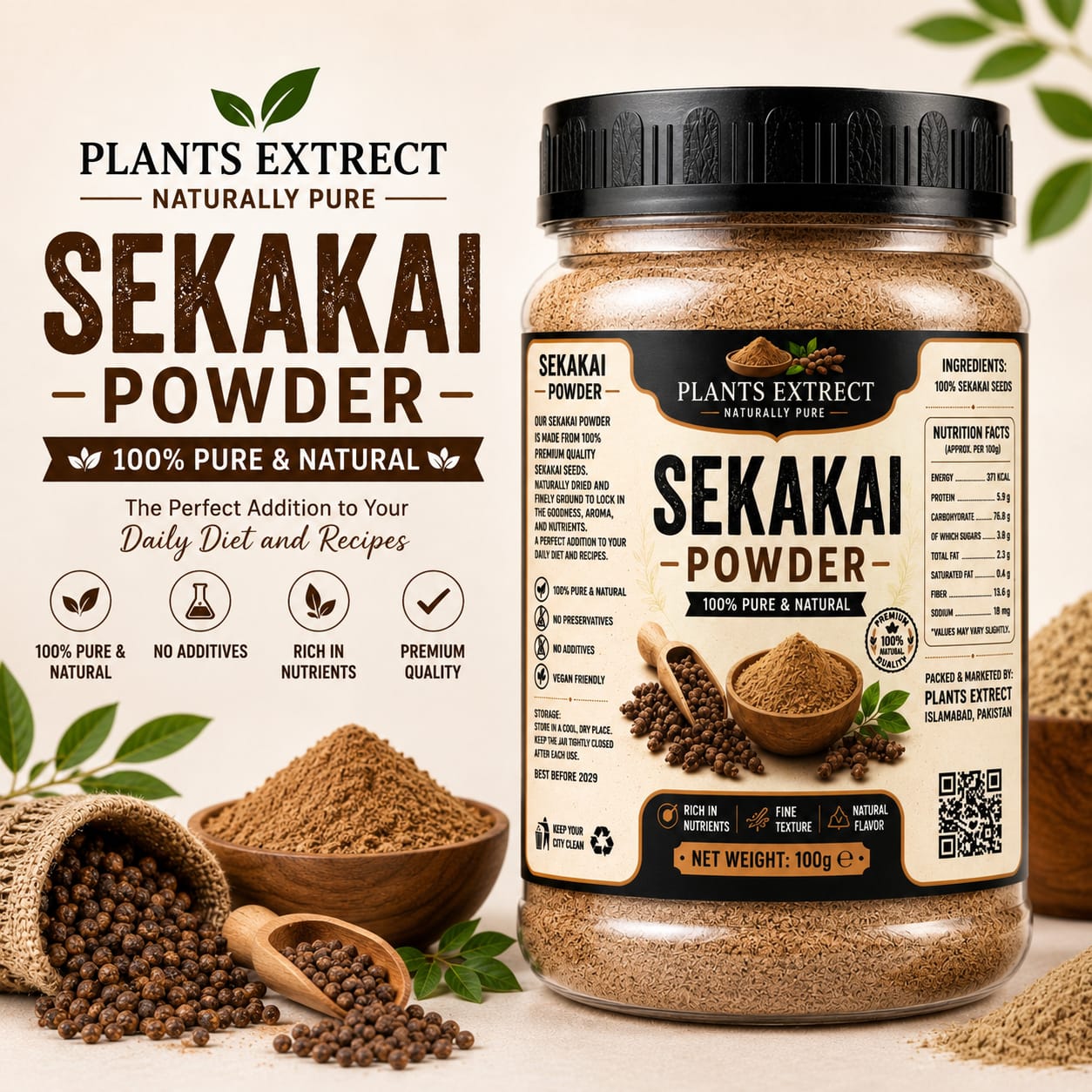 Premium Sekakai  Powder – 100% Pure & Natural | Plants Extrect | 100g