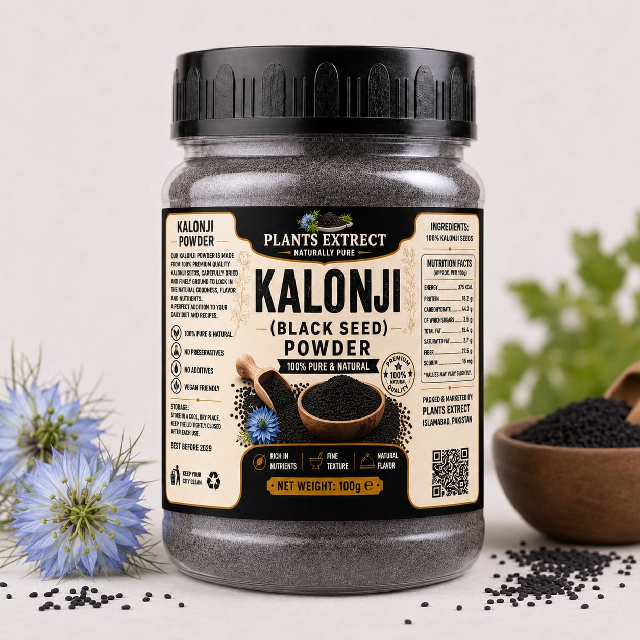 Premium Kalonji (Black Seed) Powder – 100% Pure & Natural  Plants Extract | 100g