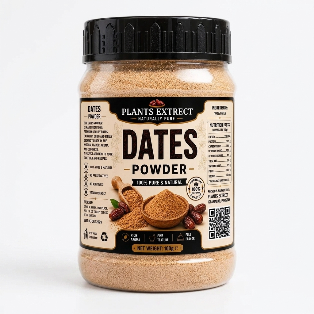 Dates Powder 100g – 100% Pure & Natural Premium Date Fruit Powder | Plants Extrect