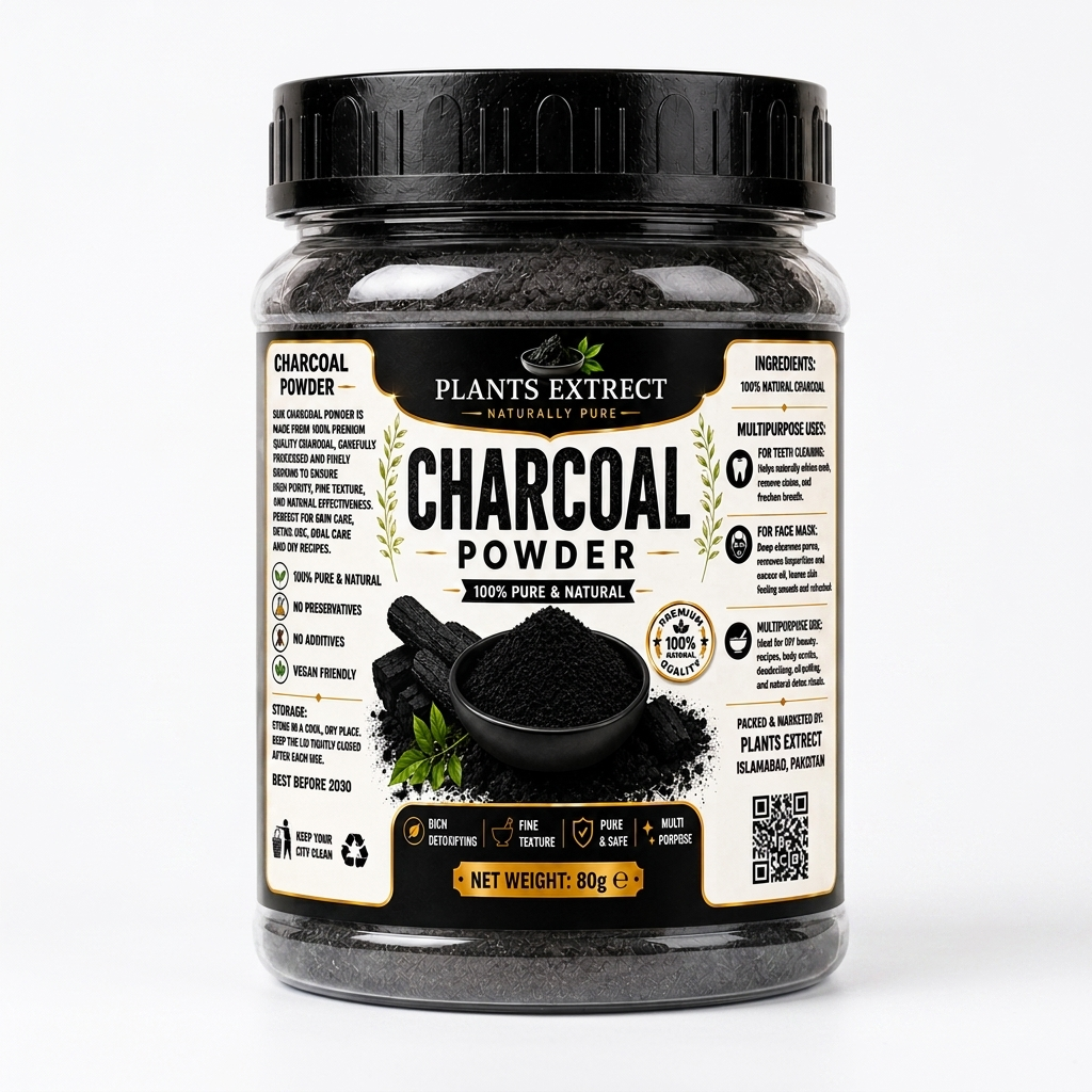 Plants Extrect Charcoal Powder – 100% Pure & Natural | Multipurpose Beauty & Skincare Powder